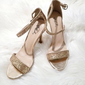 Gold Glitter Heels heels Qupid size 7